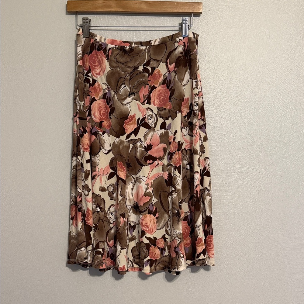 George Floral Midi Skirt - Brown and Pink